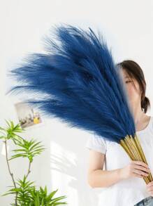 1 chiếc sậy cỏ Pampas nhân tạo, sậy cao trung bình, dài 95cm/37,4 inch, có 10 chiếc nĩa, cây nhân tạo bằng nhựa, ngày lễ tình nhân, mùa xuân, đồ trang trí mùa xuân, thảm chùi chân mùa xuân, vải polyester mềm mại và bền, phong cách Bắc Âu đơn giản hiện đại, phong cách Bohemian - dùng để trang trí nhà cửa, bình hoa, đám cưới, tiệc tùng, phòng khách, phòng ăn, phòng ngủ, triển lãm, khách sạn, phòng trưng bày, tường tự làm, vật trang trí bàn làm việc, ngày lễ tình nhân, quà tặng - Màu xanh hải quân - Xem 1
