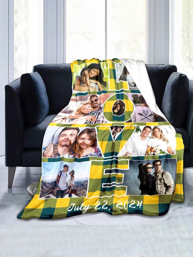 DXDOING Coperta Personalizzata con Foto e Scritta - Plaid Personalizzato per Donna, Uomo, Coppia e Famiglia - Ideale per San Valentino, Festa del Papà Mamma