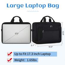 Laptop Bag 17.3 Inch Laptop Briefcase Large Waterproof Laptop Case For Men Women Business Office Work Computer Bag 17 Inch Adjustable Shoulder Messenger Bag - 黑色 - 查看 3