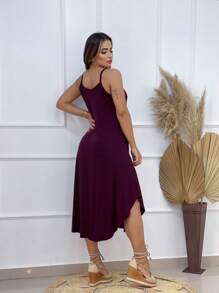 MIDI DRESS WITH STRAP - Maroon - View 2