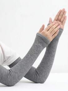 Zhenyanyouyun 1 双女士保暖羊毛臂套，男女通用超长袖保护套，适合驾驶、秋冬季防寒手套