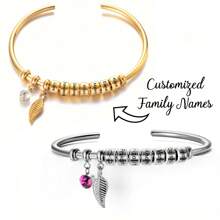 Customized Women's Tree Leaf Bracelet With April Birthstone White Crystal, Personalized Engraved Name & Date, Gold/Silver Stainless Steel Bohemian Elegant Bracelet, Mother's Day Gift