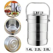 Hộp đựng thức ăn dung tích lớn, hộp đựng đồ dùng cá nhân di động, hộp cơm giữ nhiệt, hộp đựng súp, hộp cơm bento dã ngoại, quà Giáng sinh. - Bạc - Xem 1