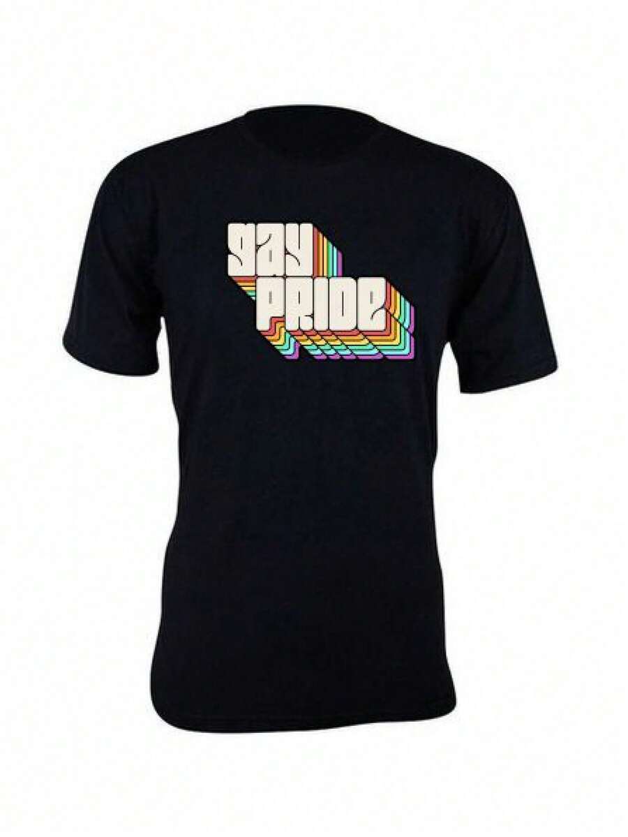 LGBTQI Gay Pride Basic Unisex Short Sleeve Print Shirt - Black - View 1