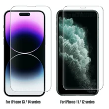 2 包兼容 iPhone 11 12 13 14 15 Pro Max 16 16 Plus 16 Pro 16 Pro Max 屏幕保护膜，带 2 包相机镜头保护膜，钢化玻璃膜，高清清晰，9H 硬度，无气泡，适用于手机壳 - 2PC透明+2PC鏡頭膜 - 查看 2