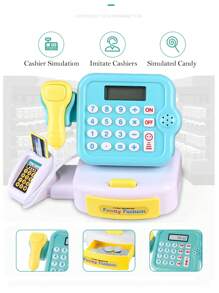 1 caja Juguete de caja registradora, juguete de casa de juegos para niños, simulador de escáner de caja registradora de supermercado con luces y sonidos, juguete educativo para niños y niñas de 3+ años, set de regalo (algunos accesorios son aleatorios, baterías no incluidas) - Rojo - Ver 5