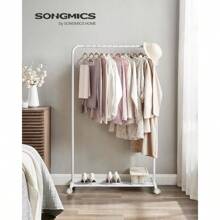 SONGMICS Bánh xe, Giá treo quần áo bằng kim loại 25,4 mm có kệ lưu trữ lưới dày, Tải trọng 110 lb, 2 phanh, Màu trắng mây 15,9" D X 35,8" W X 62,2" H Đồ trang trí Halloween Trang phục Halloween Đồ trang trí mùa thu Đồ trang trí lễ hội, Mùa xuân, Tối giản, Áo mùa hè - trắng - Xem 1