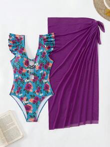 冠威新款简约连体泳衣，度假风夏季 - 彩色 - 查看 3