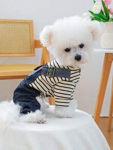 PETCIRCLE 1 quần áo thú cưng, phụ kiện trang phục cho chó mèo, quần yếm cổ điển in hình trái tim sọc - Nhiều màu - Xem 7