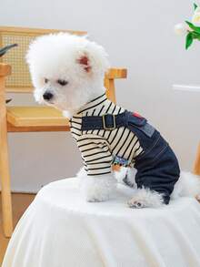 PETCIRCLE 1 quần áo thú cưng, phụ kiện trang phục cho chó mèo, quần yếm cổ điển in hình trái tim sọc - Nhiều màu - Xem 6