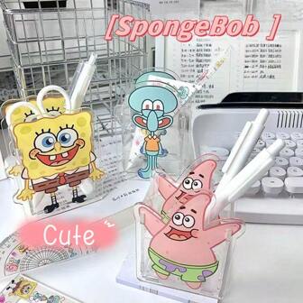 1pc  Pencil Holder Students Desk Pen Storage Box Cute Cartoon Transparent Makeups Brush Organizer Kids Stationery Holder