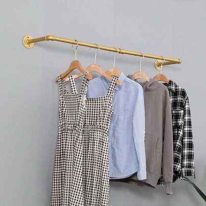 رف ملابس من أنبوب صناعي بطول 106 سم، رف معلق على الحائط من الحديد الذهبي الثقيل لتعليق الملابس وتنظيمها في غرفة الغسيل والخزانة