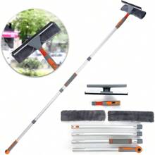 Professional Window Squeegee Cleaner, 2 In 1 Shower Squeegee With Extension Pole, 62 Telescopic Window Washing Equipment With Bendable Head, Glass Cleaning Tools For Indoor/Outdoor High Window - Orange - View 1