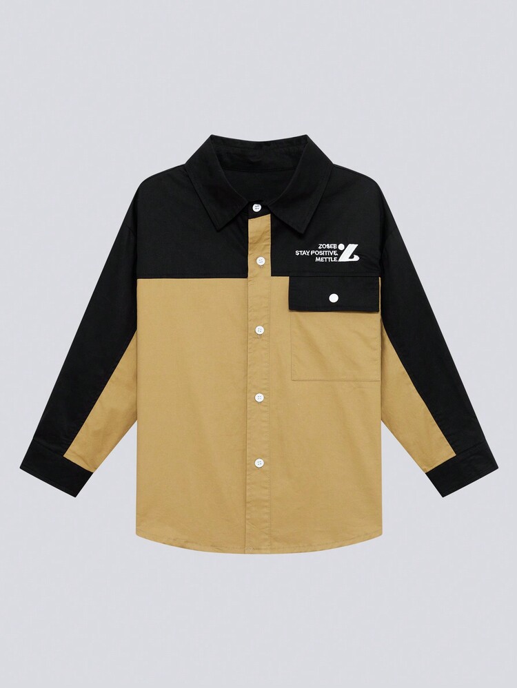 15-25°C Lightweight Multi-Pocket Stitching Hooded Casual Jacket For Young Boys, Zosee Brand - Khaki - View 3