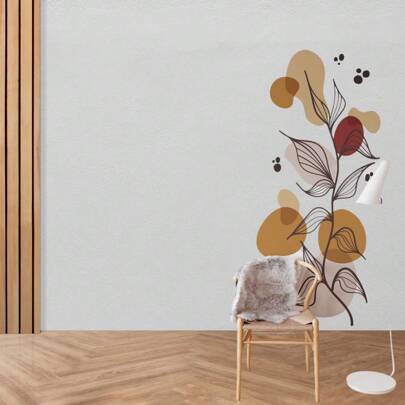 Adesivo De Parede Flor Contemporâneo Flores Tons Terrosos 90cm