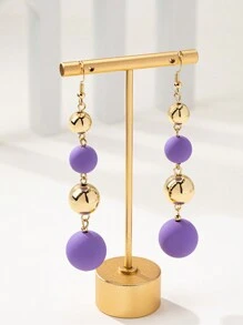 1pair Fashion Elegant Beaded Dangle Earrings In Orange, Black And Green Colors, For Work Or Leisure - Multicolor - View 9