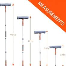 Professional Window Squeegee Cleaner, 2 In 1 Shower Squeegee With Extension Pole, 62 Telescopic Window Washing Equipment With Bendable Head, Glass Cleaning Tools For Indoor/Outdoor High Window - Orange - View 2
