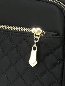 PLANEE 轻便商务休闲迷你绗缝斜挎包，大容量多层妈妈包，轻便单肩包，适合年轻女孩、女大学生、职场新人、上班族女性，完美适用于办公室、大学、工作、商务、通勤、户外、旅行和休闲活动。 - 黑色 - 查看 9