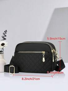 PLANEE 轻便商务休闲迷你绗缝斜挎包，大容量多层妈妈包，轻便单肩包，适合年轻女孩、女大学生、职场新人、上班族女性，完美适用于办公室、大学、工作、商务、通勤、户外、旅行和休闲活动。 - 黑色 - 查看 2