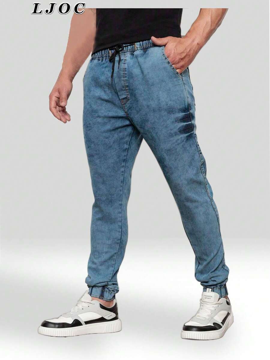 Men's Blue Marbled Jogger Jeans - Màu xanh lam - Xem 1