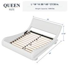 Allewie Full/QueenKing Size Bed Frame With Ergonomic & Adjustable Headboard, Low Profile Modern Upholstered Platform Sleigh Design - Easy Assembly, No Box Spring Required, Black/White/Grey * Bed Frame Queen Queen Bed Frame Bed Frame Full Full Size Bed Frame King Size Bed Frame Twin Bed Frame Room Decor Home Decor Christmas Decor Bedroom Decor Valentine Day Decor Storage Living Room Decor Furniture House Decor - trắng - Xem 9