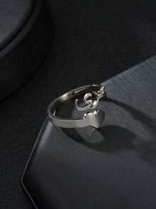 1Pc Custom Arabic Name Ring With Heart Personalized Any Nameplated Rings Stainless Steel Customized Jewelry Islamic Name Ring Gift For Her - Silver color-heart - View 5