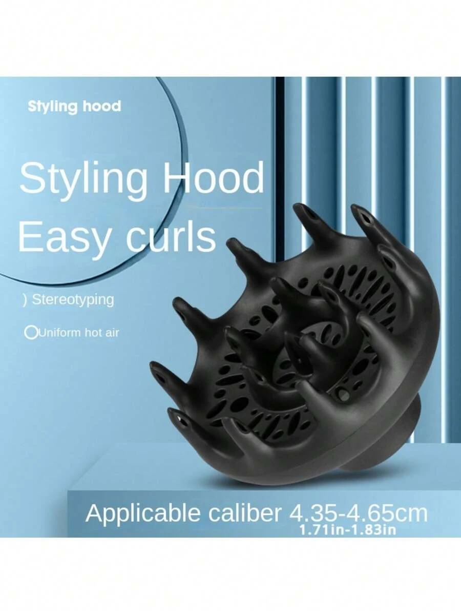 1 pieza Difusor para secador de pelo, tapa para secar y rizos, herramienta de accesorios universal para peinado - Negro - Ver 1