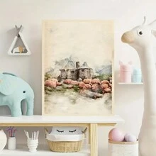 6 pièces Affiches sur canevas vintage, art moderne, château du monde magique, impression d'art peinture à l'huile, cadeau idéal pour le salon, la cuisine, la décoration de la maison, l'art mural, la décoration de la chambre, sans cadre