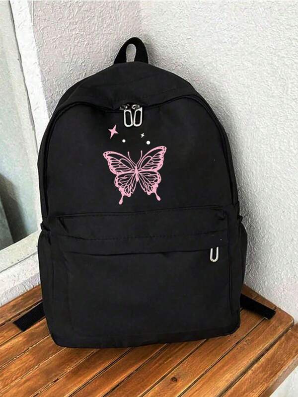 1 pièce Sac à dos motif papillon mignon pour école maternelle. Sac imperméable léger pour hommes et femmes. Sac à dos d'épaule polyvalent pour les loisirs, les sports en plein air, les voyages. Grand volume, sac d'école décontracté pour collégiens et lycéens, adapté pour les études, le travail, les déplacements, les randonnées, l'escalade, les événements sportifs.