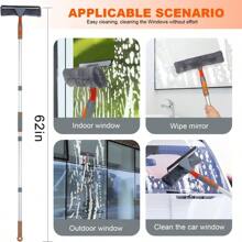 Professional Window Squeegee Cleaner, 2 In 1 Shower Squeegee With Extension Pole, 62 Telescopic Window Washing Equipment With Bendable Head, Glass Cleaning Tools For Indoor/Outdoor High Window - Orange - View 5