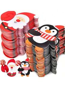 50pcs Christmas Lollipop Paper Cards, Santa Claus DIY Decorative Card Paper, Christmas, Thanksgiving, New Year Party Decoration, Gift Packaging, Party Favors, Festive Atmosphere Supplies, Outdoor Garden Decor,Christmas