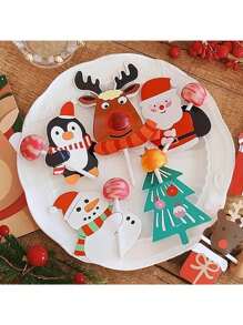 50pcs Christmas Lollipop Paper Cards, Santa Claus DIY Decorative Card Paper, Christmas, Thanksgiving, New Year Party Decoration, Gift Packaging, Party Favors, Festive Atmosphere Supplies, Outdoor Garden Decor,Christmas