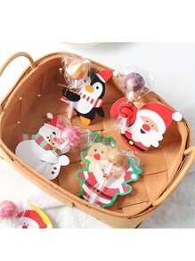 50pcs Christmas Lollipop Paper Cards, Santa Claus DIY Decorative Card Paper, Christmas, Thanksgiving, New Year Party Decoration, Gift Packaging, Party Favors, Festive Atmosphere Supplies, Outdoor Garden Decor,Christmas