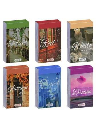 6 paquetes, 300 piezas Set de pegatinas Washi de escenarios estéticos, libro de pegatinas para scrapbooking, pegatinas decorativas de papel para bullet journal, junk journal, diario, álbum, planificador, manualidades DIY