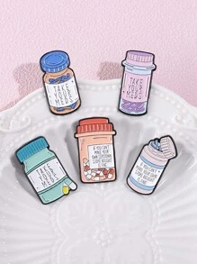 1/5 piezas de broche de esmalte creativo con forma de botella de medicina, insignia de estrella personalizada, regalo de dibujos animados de salud mental, para amigo, médico, enfermera, decoración de solapa, accesorios de vestir, alfiler para ropa, bolso, dije, mochila para la escuela