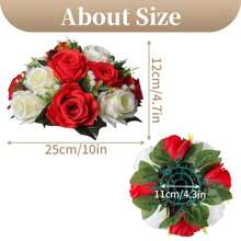 6pcs Artificial Flowers Silk Rose Flowers For Wedding Centerpiece Party Birthday Anniversary Floral Arrangement Decorations - 6件-紅色 - 查看 3