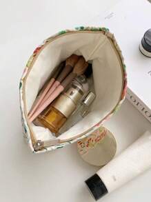 1pc Fashion Thick Canvas Makeup Bag With Inner Lining, Large Capacity For Skincare, Foundation, Perfume, Lipsticks & Other Accessories, Zipper Closure, Open Pocket Design, Convenient For Travel Makeup Travel Toiletry Organizer Essentials Gifts Storage Zipper Accessories Nail Bag, Bags, Makeup Bag, Vanity, Travel, Make Up Bag, Storage, Makeup Organizer, Toiletry Bag, Desk Organiser, Cosmetic Bag, Makeup Pouch, Make Up Organizer, Vanity Accessories, Make Up Pouch, Make Up Bags,Makeup Bag,Make Up Bag,Makeup Bags,Cosmetic Bag,Makeup Organiser,Travel,Makeup Pouch,Bag,Vanity,Make Up Pouch,Travel Essentials,Pouch Bag,Make Up Bags,Bags,Travel Essential,Vanity Accessories,Small Makeup Bag,Christmas Gifts,Pouch,Travel,Gifts For Women Travel Essential,Pouch,Clutch / Small Handbag, Makeup Organizer,Makeup Organize,Pouch,Brush Holder,Mini Pouch,Large Capacity Pouch,Gifts For Women,Christmas Gifts,Gift Ideas For Women - Multicolor - View 5