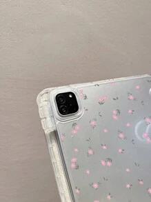 1pc Beautiful Pink Flower Ditsy Floral Double-Sided Acrylic Protective Case Compatible With IPad/, Supports Sleep/Wake Function - Multicolor - View 7