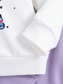 Tenue décontractée, sweat-shirt imprimé papillon pour fille et pantalon de couleur unie