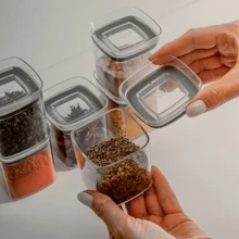 Airtight Spice Jar With Stand 9 Pieces For Kitchen Cabinets Drawers - trắng - Xem 4