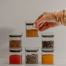 Airtight Spice Jar With Stand 9 Pieces For Kitchen Cabinets Drawers - trắng - Xem 8
