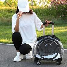 Pet Trolley Case Clear Ventilation Holes Silent Wheels Convenient Portable Cats Dogs Backpack For Travel - Orange - View 10