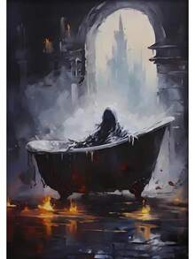 1 件复古黑暗学院哥特式幽灵猫乌鸦海报和印刷品帆布画墙壁艺术万圣节图片适用于房间家居装饰无框架万圣节派对、圣诞节装饰 - 彩色 - 查看 30