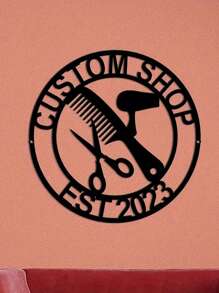Logotipo de Parede de Metal Vintage Personalizado para Barbearia, Etiqueta de Nome de Barbeiro, Rótulo de Metal Personalizado para Barbearia, Arte de Parede de Metal para Salão de Beleza, Decoração de Parede da Barbearia, Presente para Cabeleireiro, Dia dos Namorados, Decoração do Dia dos Namorados