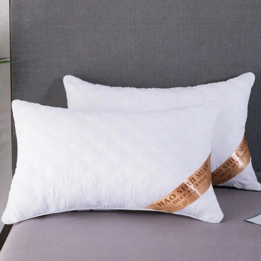 2Pcs Bed Pillow Queen Size Hotel Quality Gusseted Sleep Pillow Soft Filling Machine Washable - White - View 1