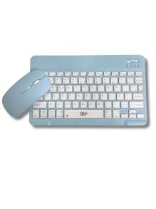 Wireless Bluetooth Keyboard And Mouse Set Kit Rechargeable Wireless Colorful - 藍色 - 查看 4