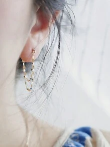 1 Pair Stunning 925 Sterling Silver Bohemian Dangle Earrings - Hypoallergenic Chain Design Electroplating 14K Gold Simple Yet Elegant Style For Casual Wear  Personalized Look, Perfect For Daily Wear Earrings Jewelry