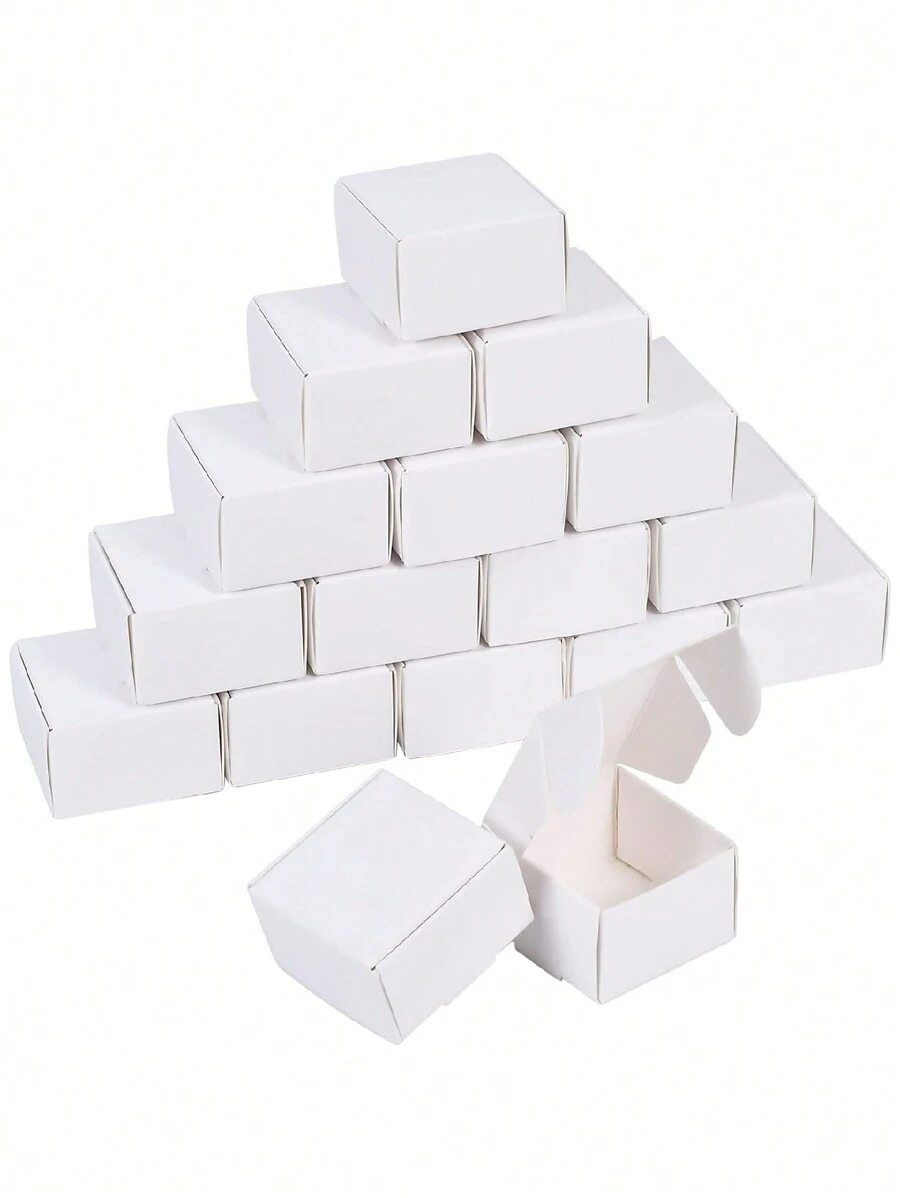 50pcs/10pcs 纯色盒 2.16 英寸 * 2.16 英寸 * 0.98 英寸迷你盒，珠宝盒包装，棕色牛皮纸盒，白色纸盒，黑色纸盒，派对装饰礼盒。生日礼盒，婚礼装饰包装盒，DIY 自制 - 黑色 - 查看 1