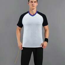 Boyfriend Style Men's Round Neck Short Sleeve Basketball Referee Shirt, Moisture-Wicking Breathable Basketball Referee Uniform - Light Grey - View 1