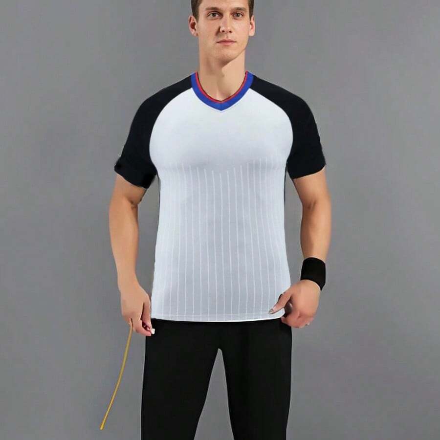 Boyfriend Style Men's Round Neck Short Sleeve Basketball Referee Shirt, Moisture-Wicking Breathable Basketball Referee Uniform - Light Grey - View 1